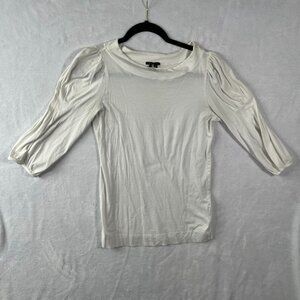 Theory Long Sleeve White Cotton Top